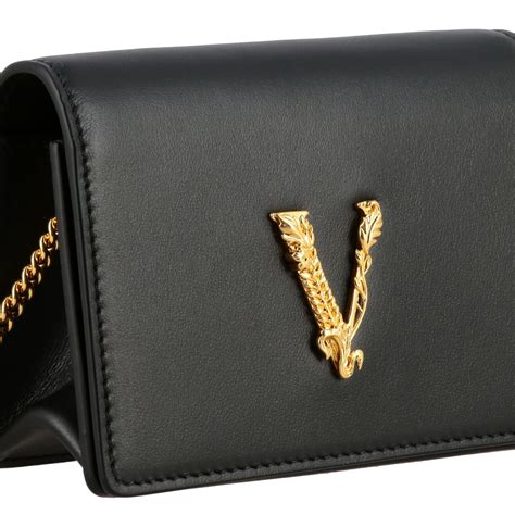 versace leather mini shoulder bag black|farfetch Versace shoulder bag.